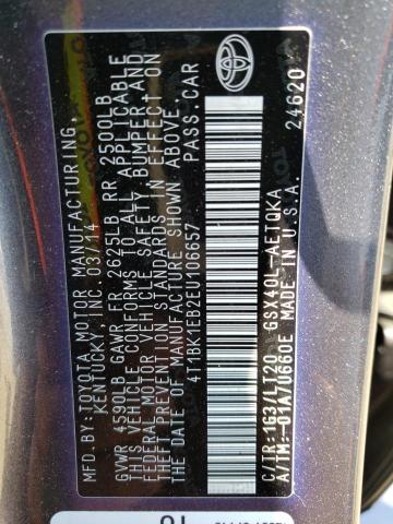 4T1BK1EB2EU106657 - 2014 TOYOTA AVALON BASE 灰色 照片 12