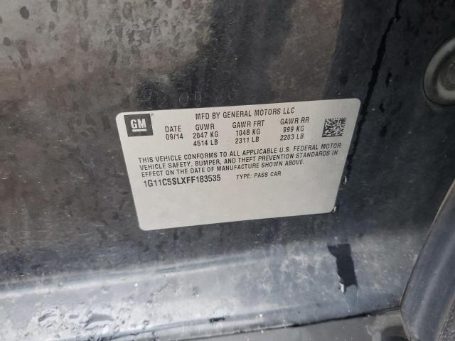 1G11C5SLXFF183535 - 2015 CHEVROLET MALIBU 1LT 黑色 照片 12