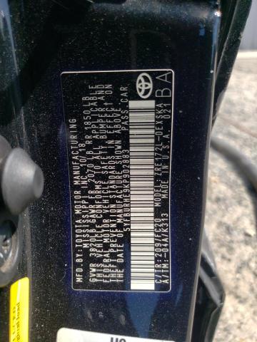 5YFBURHE9KP902883 - 2019 TOYOTA COROLLA L 黑色 照片 12