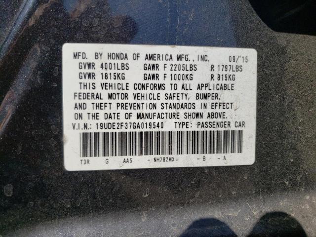 19UDE2F37GA019540 - 2016 ACURA ILX BASE WATCH PLUS CHARCOAL photo 12