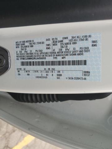 1FMCU9MN2RUA50055 - 2024 FORD ESCAPE ST LINE WHITE photo 13