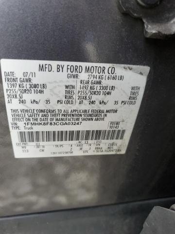 1FMHK8F83CGA03247 - 2012 FORD EXPLORER LIMITED GRAY photo 13