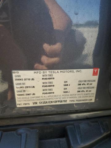 5YJSA1CN1DFP06792 - 2013 TESLA MODEL S 灰色 照片 12