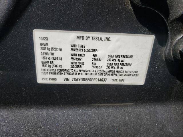 7SAYGDEF0PF914637 - 2023 TESLA MODEL Y Сірий фото 12