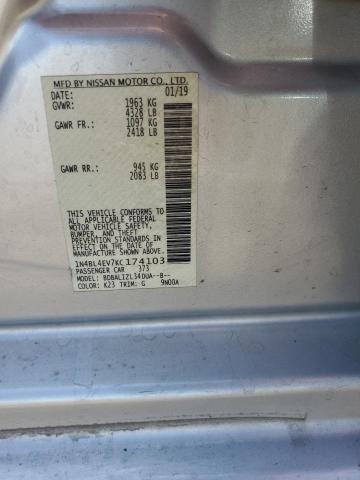 1N4BL4EV7KC174103 - 2019 NISSAN ALTIMA SL SILVER photo 12