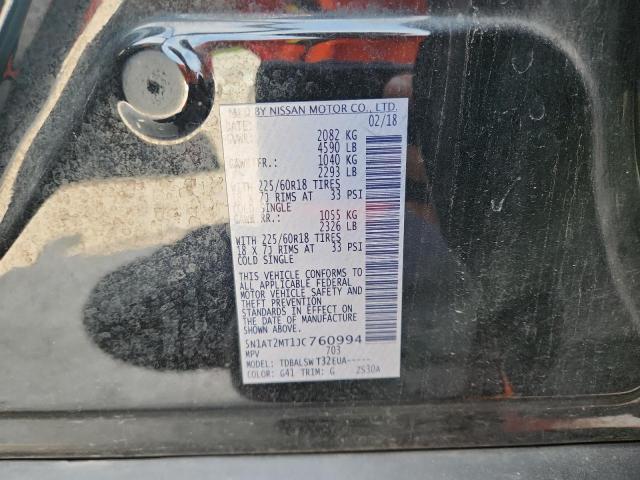 5N1AT2MT1JC760994 - 2018 NISSAN ROGUE S შავი ფოტო 13