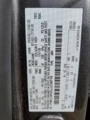 1FMCU0F63LUC08718 - 2020 FORD ESCAPE S GRAY photo 13