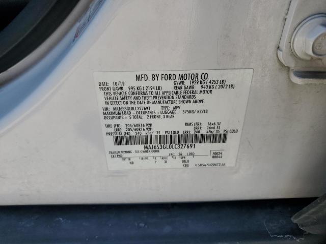 MAJ6S3GL0LC327691 - 2020 FORD ECOSPORT SE Beyaz fotoğraf 12