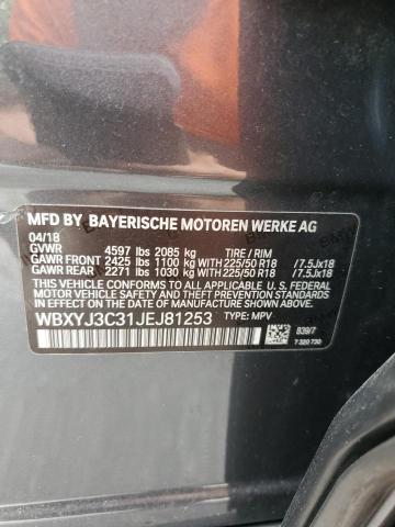 WBXYJ3C31JEJ81253 - 2018 BMW X2 SDRIVE28I CHARCOAL photo 12