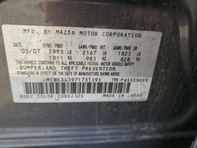 JM1BK343971731393 - 2007 MAZDA 3 HATCHBACK GRAY photo 12