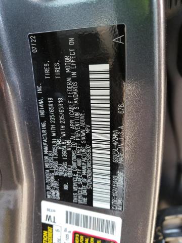 5TDHZRBH3NS585807 - 2022 TOYOTA HIGHLANDER XLE Մոխրագույն լուսանկար 13