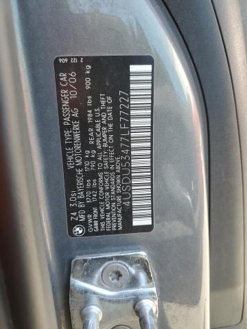 4USDU53477LF77227 - 2007 BMW Z4 3.0SI SILVER photo 13