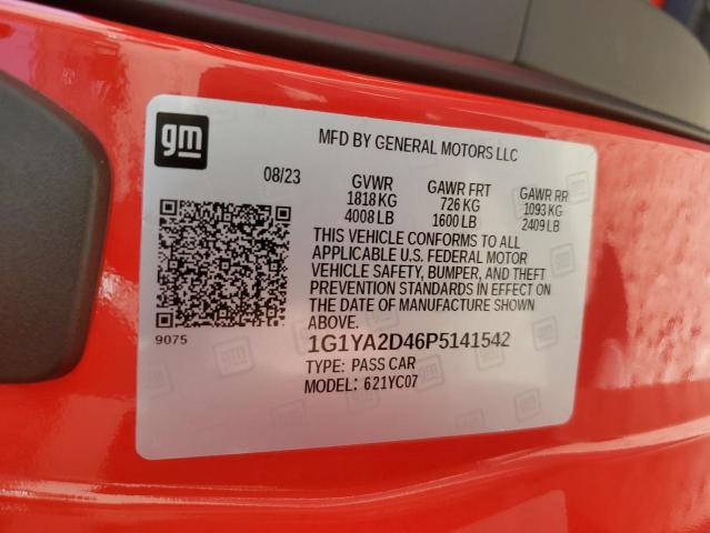 1G1YA2D46P5141542 - 2023 CHEVROLET CORVETTE STINGRAY 1LT RED photo 12