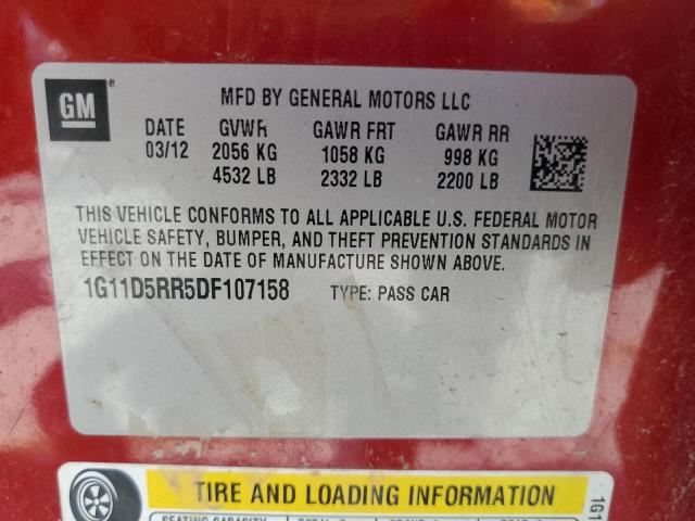 1G11D5RR5DF107158 - 2013 CHEVROLET MALIBU 1LT Tünd qırmızı foto 13