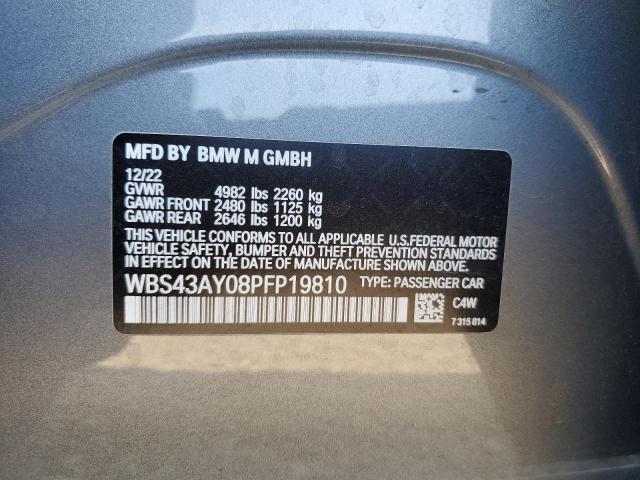 WBS43AY08PFP19810 - 2023 BMW M3 COMPETITION GRAY photo 13