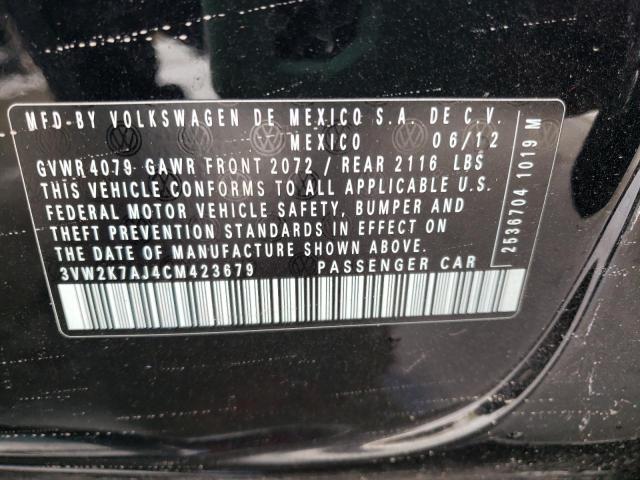 3VW2K7AJ4CM423679 - 2012 VOLKSWAGEN JETTA BASE 黑色 照片 13