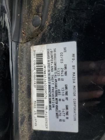 JM1NB353630309576 - 2003 MAZDA MX-5 MIATA BASE BLACK photo 13