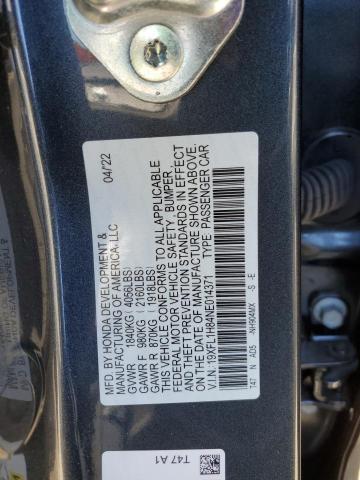 19XFL1H84NE014371 - 2022 HONDA CIVIC SPORT TOURING رمادي صورة 12