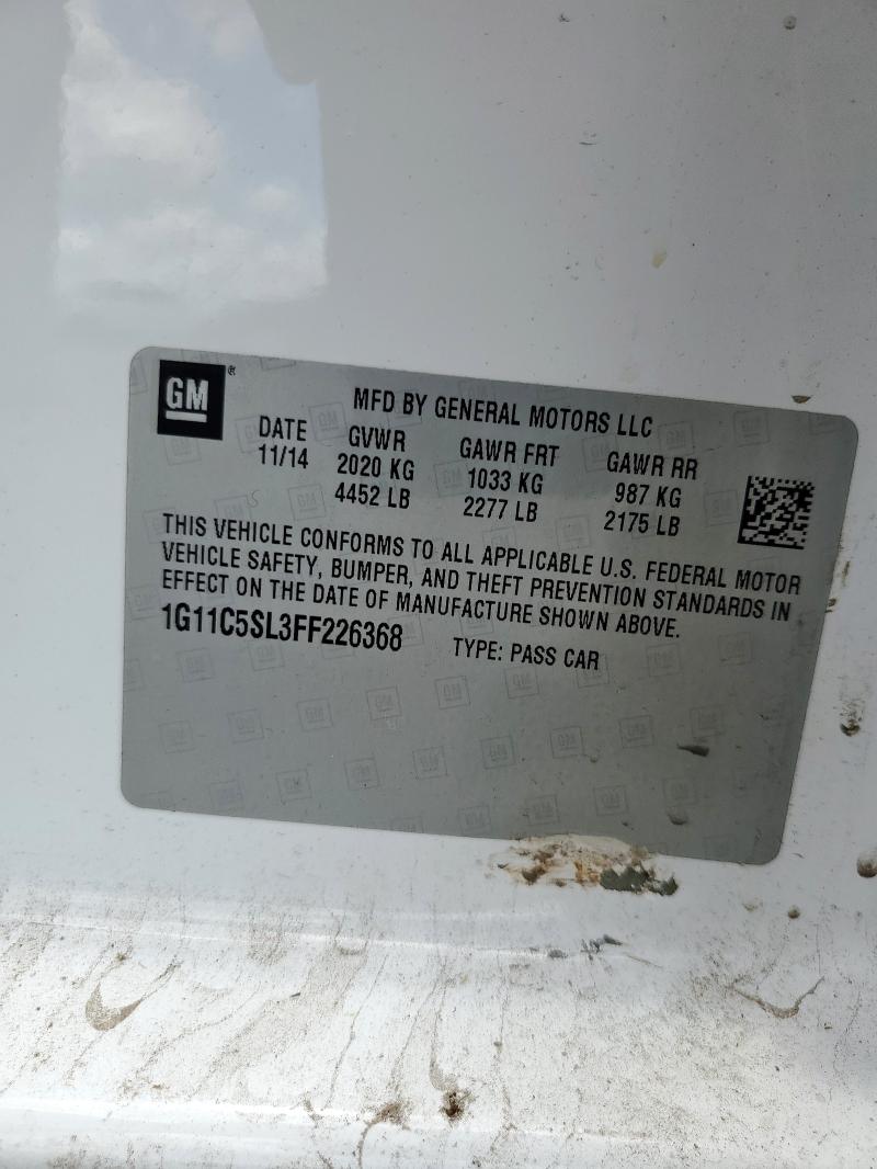 1G11C5SL3FF226368 - 2015 CHEVROLET MALIBU 1LT WHITE photo 12