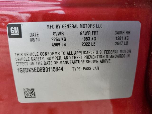 1G6DK5ED8B0115844 - 2011 CADILLAC CTS PERFORMANCE COLLECTION RED photo 12