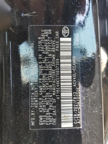 4T1BE46K57U607309 - 2007 TOYOTA CAMRY CE შავი ფოტო 12