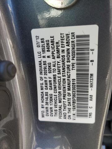 19XFB5F56CE002819 - 2012 HONDA CIVIC NATURAL GAS GRAY photo 12