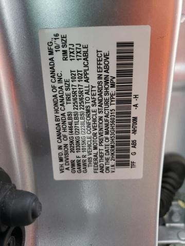 2HKRM3H53GH560315 - 2016 HONDA CR-V EX SILVER photo 12