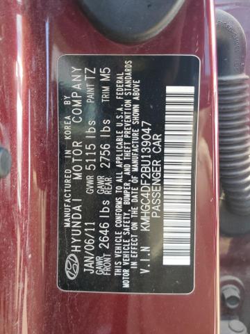 KMHGC4DF2BU139047 - 2011 HYUNDAI GENESIS 4.6L BURGUNDY photo 12