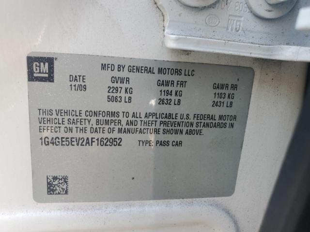 1G4GE5EV2AF162952 - 2010 BUICK LACROSSE CXS WHITE photo 10