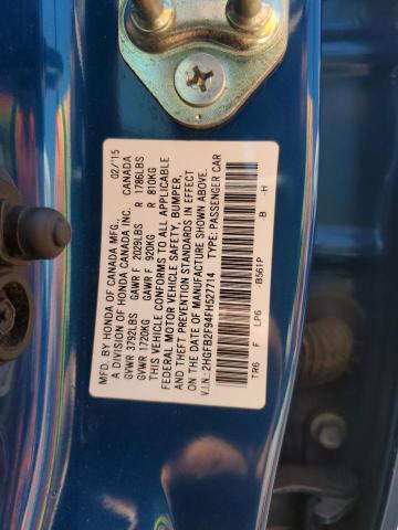 2HGFB2F94FH527714 - 2015 HONDA CIVIC EXL BLUE photo 12