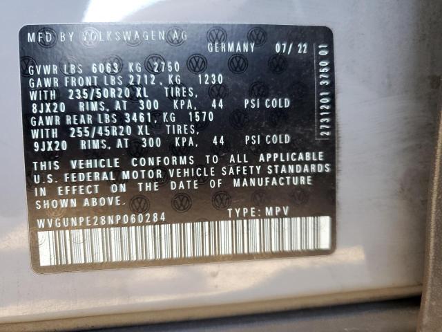 WVGUNPE28NP060284 - 2022 VOLKSWAGEN ID.4 PRO S 灰色 照片 12