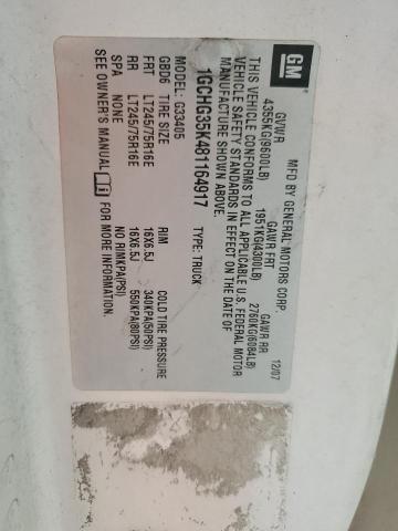 1GCHG35K481164917 - 2008 CHEVROLET EXPRESS G3 WHITE photo 12