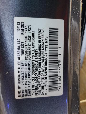 5FNRL5H28EB048324 - 2014 HONDA ODYSSEY LX GRAY photo 13