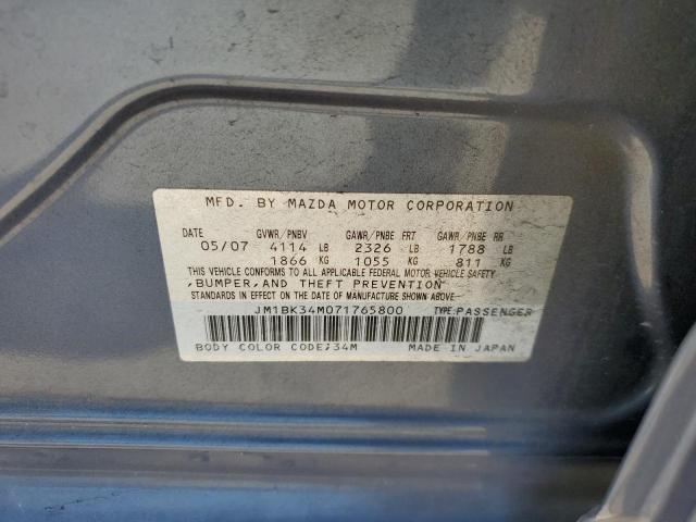 JM1BK34M071765800 - 2007 MAZDA SPEED 3 BLUE photo 12