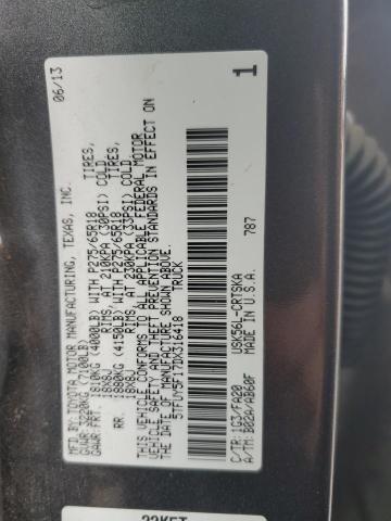 5TFUY5F17DX316418 - 2013 TOYOTA TUNDRA DOUBLE CAB SR5 CHARCOAL photo 12