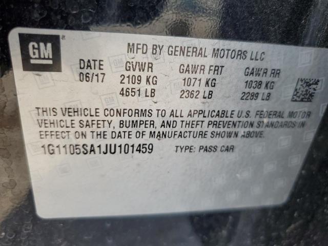 1G1105SA1JU101459 - 2018 CHEVROLET IMPALA LT შავი ფოტო 12