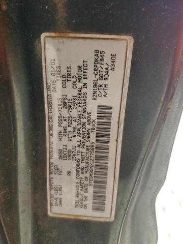 5TESM92NX1Z775885 - 2001 TOYOTA TACOMA XTRACAB PRERUNNER მწვანე ფოტო 12