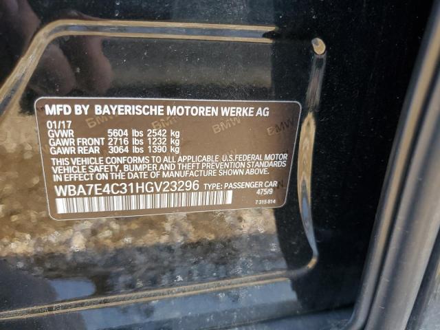 WBA7E4C31HGV23296 - 2017 BMW 740 XI BLACK photo 12