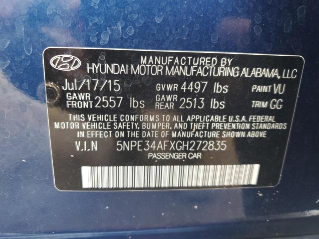 5NPE34AFXGH272835 - 2016 HYUNDAI SONATA SPORT BLUE photo 12