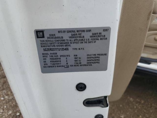 5GZER23777J125466 - 2007 SATURN OUTLOOK XR 白色 照片 13