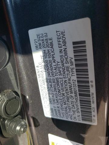 5FNYF7H53MB013312 - 2021 HONDA PASSPORT EXL فحمي صورة 13