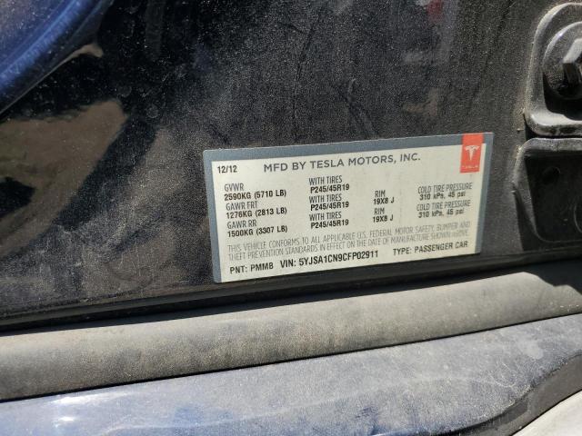 5YJSA1CN9CFP02911 - 2012 TESLA MODEL S 石墨色 照片 13