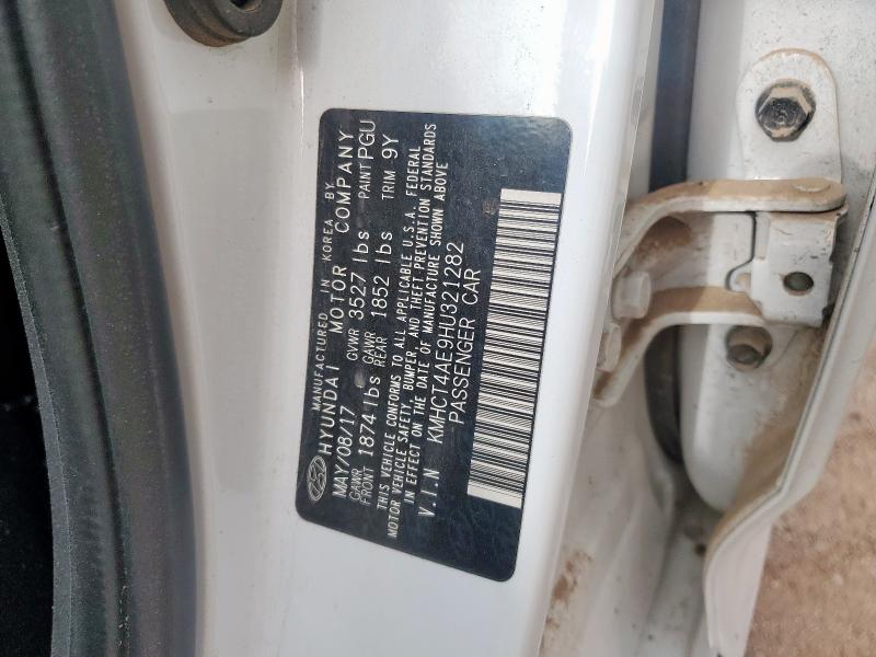 KMHCT4AE9HU321282 - 2017 HYUNDAI ACCENT SE WHITE photo 12