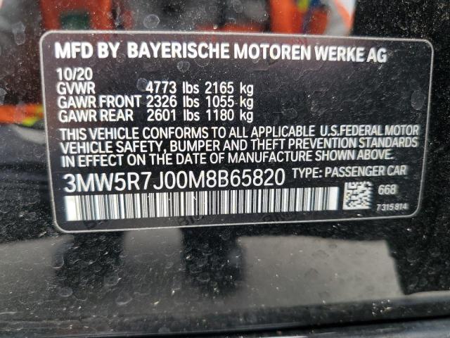 3MW5R7J00M8B65820 - 2021 BMW 330XI BLACK photo 12