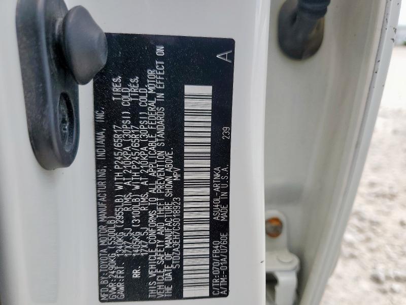 5TDZA3EH7CS018923 - 2012 TOYOTA HIGHLANDER BASE Սպիտակ լուսանկար 13