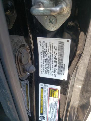 2HGFG12959H524634 - 2009 HONDA CIVIC EXL შავი ფოტო 12