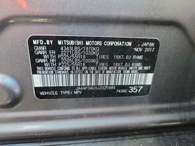 JA4AP3AU3JZ025985 - 2018 MITSUBISHI OUTLANDER ES Srebrny zdjęcie 13