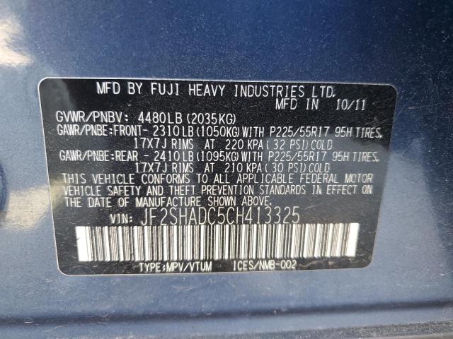 JF2SHADC5CH413325 - 2012 SUBARU FORESTER 2.5X PREMIUM BLUE photo 13