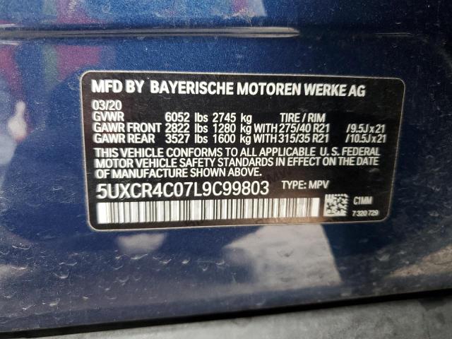 5UXCR4C07L9C99803 - 2020 BMW X5 SDRIVE 40I BLUE photo 12