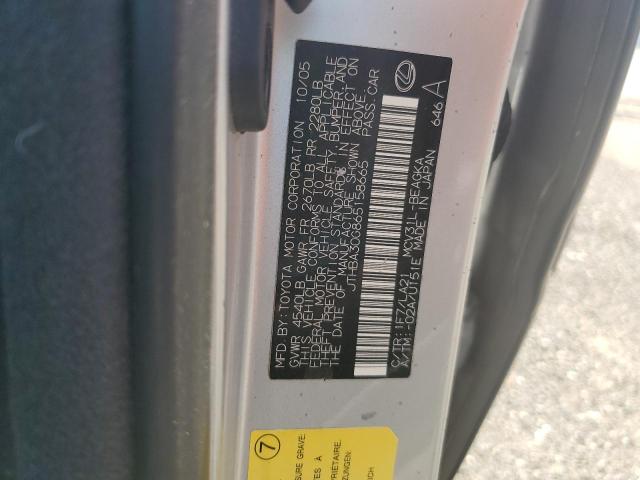 JTHBA30G865158665 - 2006 LEXUS ES 330 ვერცხლისფერი ფოტო 12